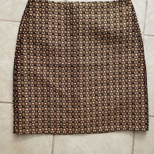 Loft women brown gold geometric skirt 6